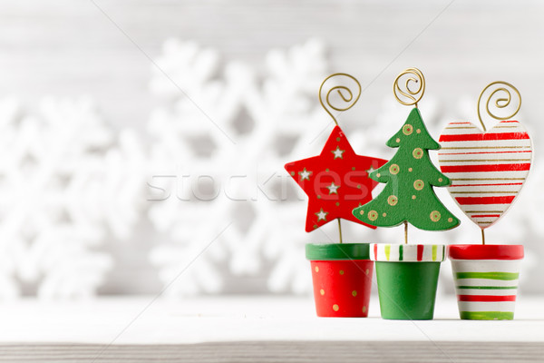 Weihnachten Dekor Hintergrund weiß Holz Holz Stock foto © gitusik