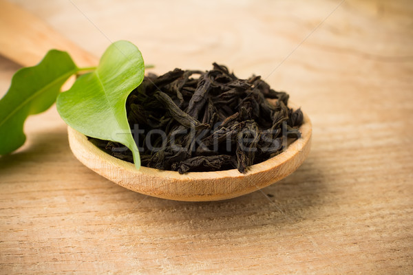 Stok fotoğraf: Siyah · çay · yeşil · yaprak · ahşap · yüzey