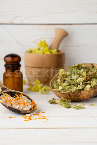 Homeopathische geneeskunde gedroogd planten kruidenthee Stockfoto © gitusik