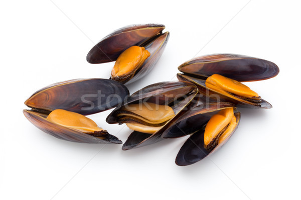 Stock photo: Mussels isolated on white background. Sea food.