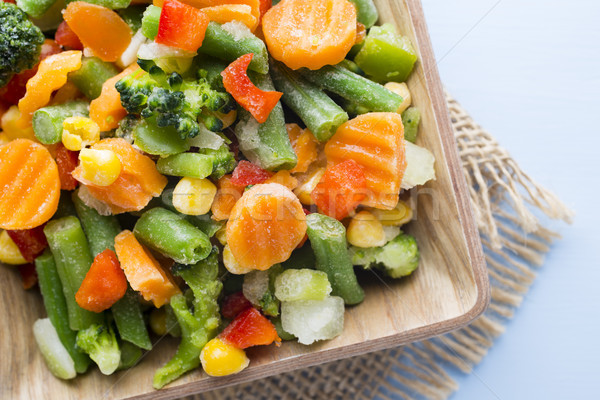 Eingefroren Gemüse Holztisch Essen Salat Essen Stock foto © gitusik