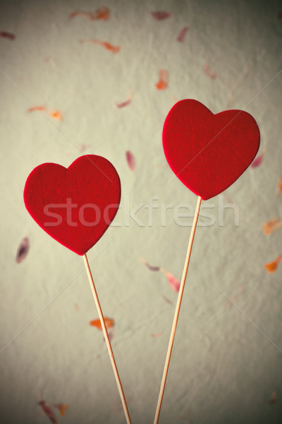 Zwei rot Herzen Stick Mail Stock foto © gitusik