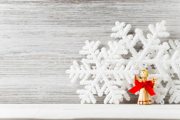 Weihnachten Dekor Hintergrund weiß Holz Holz Stock foto © gitusik
