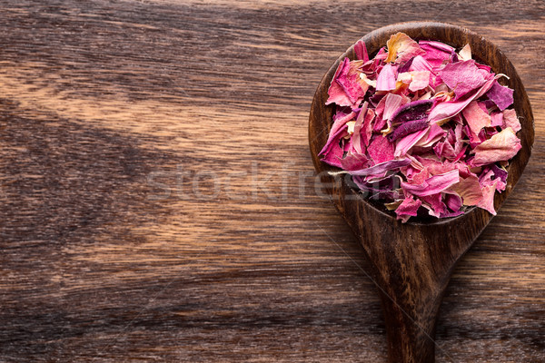 Homeopáticos medicina cuchara de madera flores Foto stock © gitusik