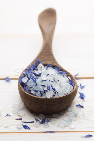 Homeopatycznych muzyka suszy kwiaty sól morska herbata ziołowa Zdjęcia stock © gitusik