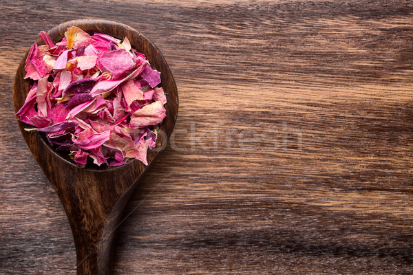 Homeopáticos medicina cuchara de madera flores Foto stock © gitusik