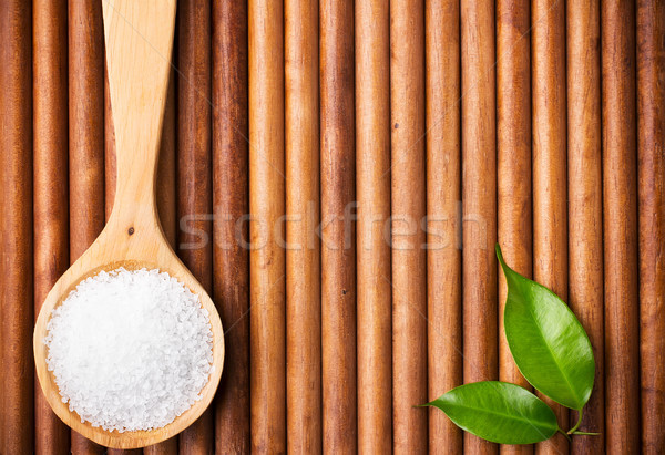 Tengeri só fakanál zöld levél fa szépség fürdő Stock fotó © gitusik