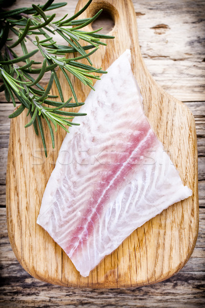 Foto stock: Peixe · filé · temperos · alecrim · comida · fundo