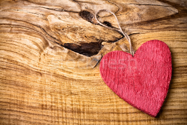 Valentin napi üdvözlet fából készült piros szív posta levél Stock fotó © gitusik