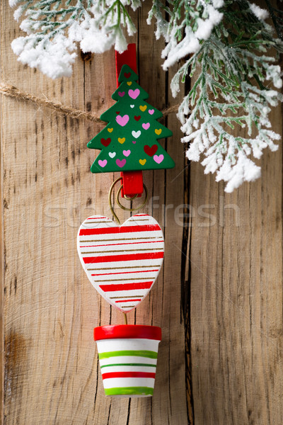 Karácsony szeg fa deszka dísz fa absztrakt Stock fotó © gitusik