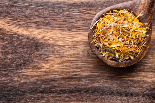 Homeopatikus gyógyszer válogatás fakanál fából készült virágok Stock fotó © gitusik