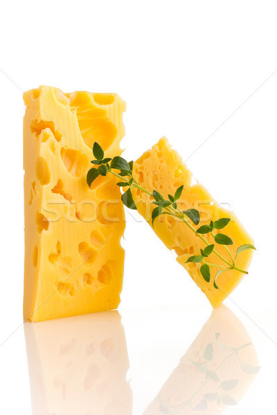 Brânză izolat alb cultură gaură obiecte Imagine de stoc © gitusik