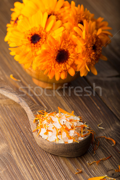 Homeopatik tıp kuru çiçekler ahşap yüzey Stok fotoğraf © gitusik