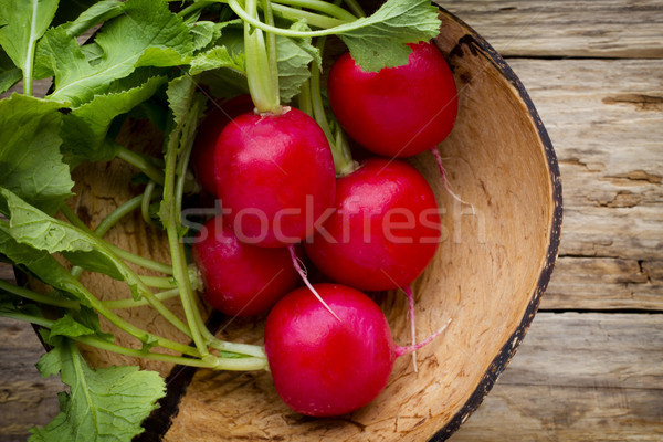 Stockfoto: Radijs · houten · tafel · tabel · plant · eten · achtergronden