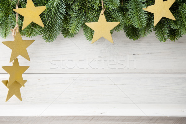 ストックフォト: クリスマス · 背景 · 装飾 · 白 · 木製 · 木材