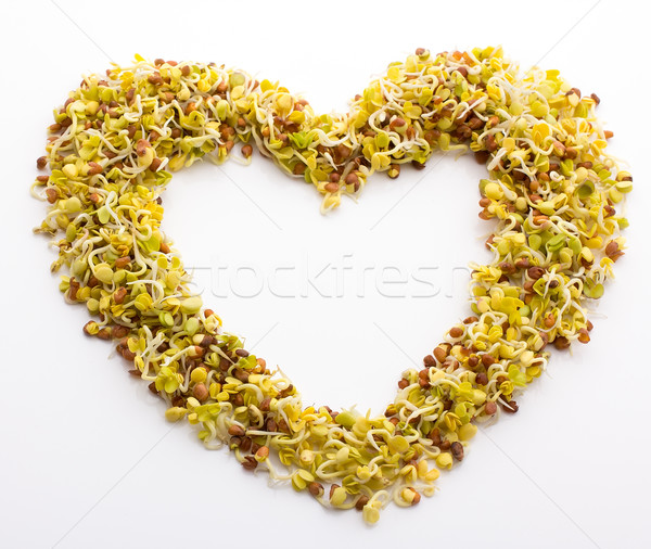 świeże lucerna rzodkiewka biały kształt serca żywności Zdjęcia stock © gitusik
