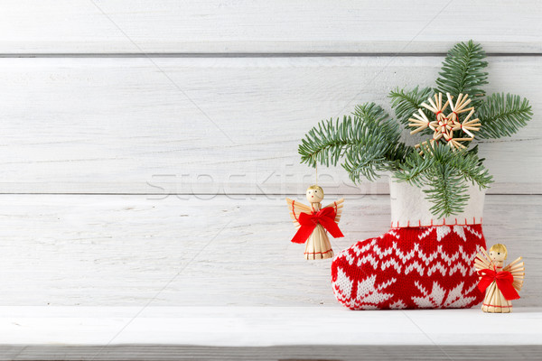 Weihnachten Hintergrund Dekor weiß Holz Holz Stock foto © gitusik