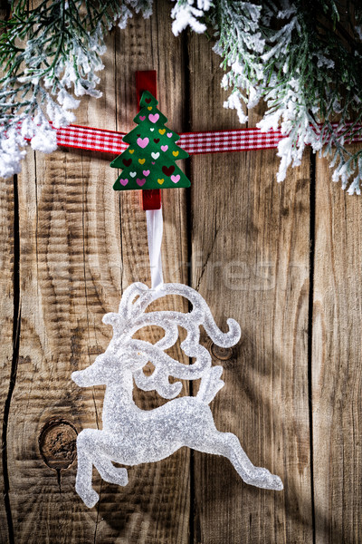 Karácsony szeg fa deszka dísz fa absztrakt Stock fotó © gitusik