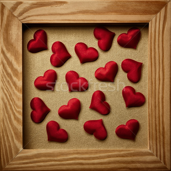 Fényképkeret öreg klasszikus piros szív fal Stock fotó © gitusik
