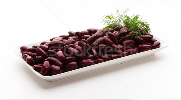 Stockfoto: Gebakken · bonen · geïsoleerd · witte · groep · Rood