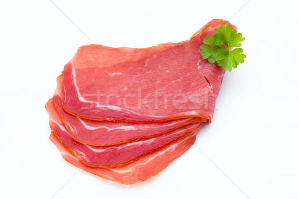 Pork ham slices isolated on white background. Stock photo © gitusik