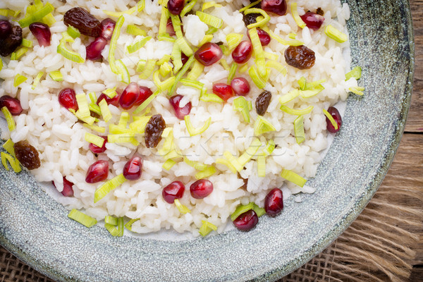 Foto stock: Granada · risotto · arroz · plato · pasas · comida · vegetariana