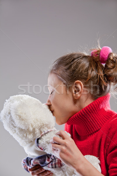 Little girl ursinho de pelúcia jogar branco crianças criança Foto stock © Giulio_Fornasar
