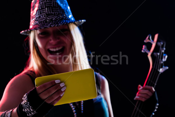 woman enjoing live music as she was there Stock photo © Giulio_Fornasar