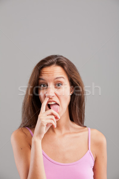 girl with a finger in her nose Stock photo © Giulio_Fornasar
