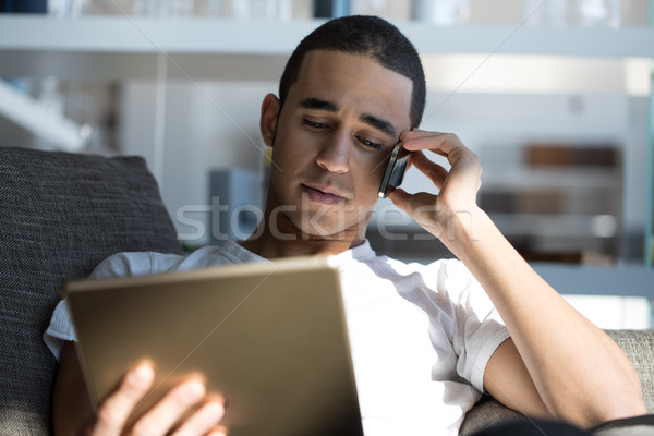 Stock photo: luxury conference call in a home office