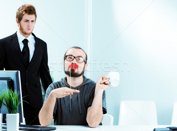 Männlich Büroangestellte tragen Lippenstift hellen Stock foto © Giulio_Fornasar