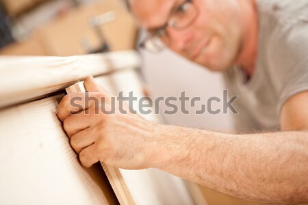 Stock photo: hand of a carpenter building