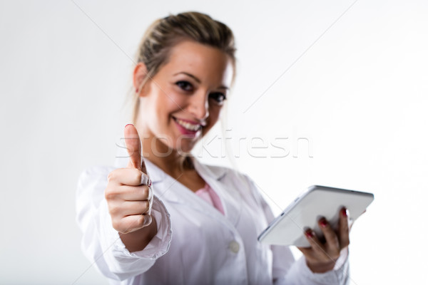 doctor OK thumb up and tablet Stock photo © Giulio_Fornasar