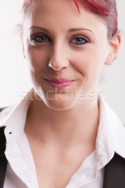 beautiful redhaired office girl worker smiling Stock photo © Giulio_Fornasar