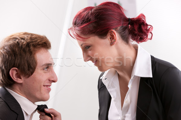 Stock photo: woman sweetly staring at his man 