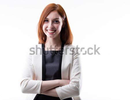 Nagy mosoly fiatal nő mosoly fogakkal elegáns elegáns ruha Stock fotó © Giulio_Fornasar