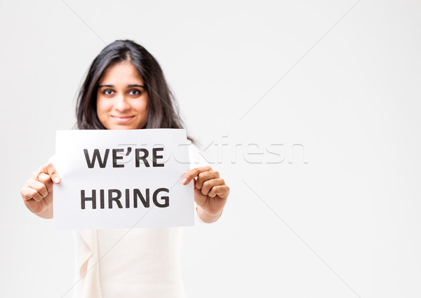 indian girl holding a hiring sign Stock photo © Giulio_Fornasar