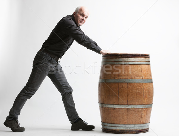 Man with wooden barrel Stock photo © Giulio_Fornasar