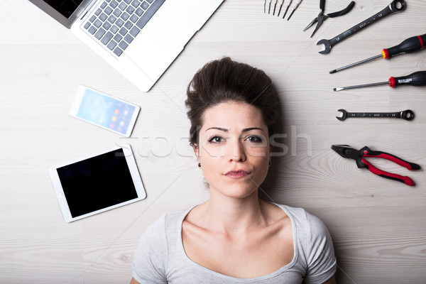 intense look of a woman with digital problems Stock photo © Giulio_Fornasar