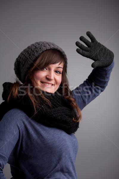 pretty girl in winter clothes greeting Stock photo © Giulio_Fornasar