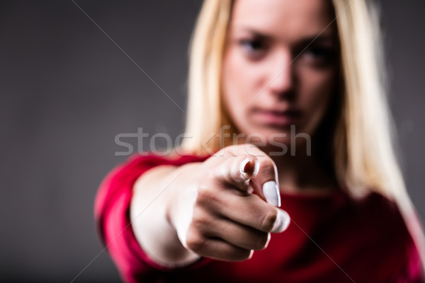 Finger verschwommen Frau Hinweis heraus Stock foto © Giulio_Fornasar