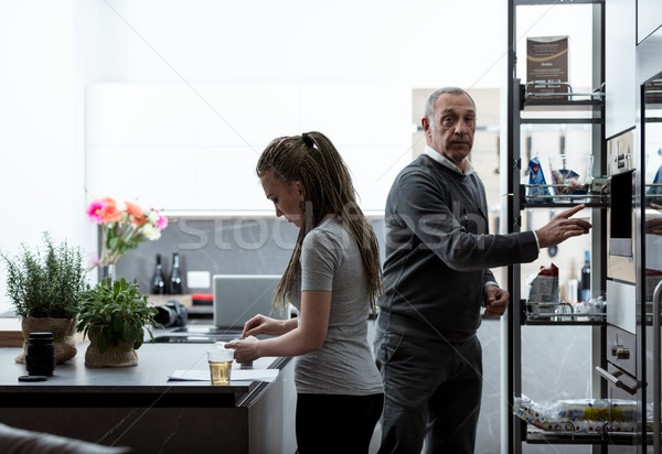 父 娘 食事 キッチン 一緒に 現代 ストックフォト © Giulio_Fornasar