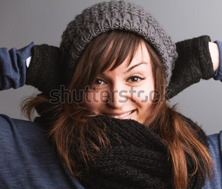 winter dressed pretty woman smiling Stock photo © Giulio_Fornasar