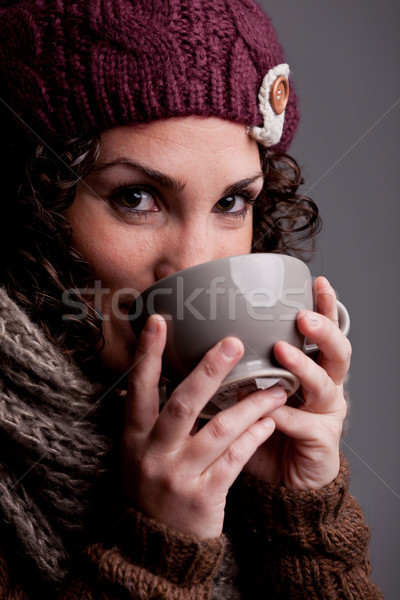 напитки что-то горячей зима девушки Сток-фото © Giulio_Fornasar