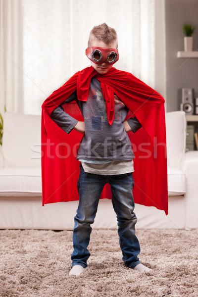 red cloak  kid livingroom superhero Stock photo © Giulio_Fornasar