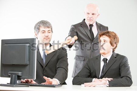 three thrilled businessmen pointing out to you Stock photo © Giulio_Fornasar