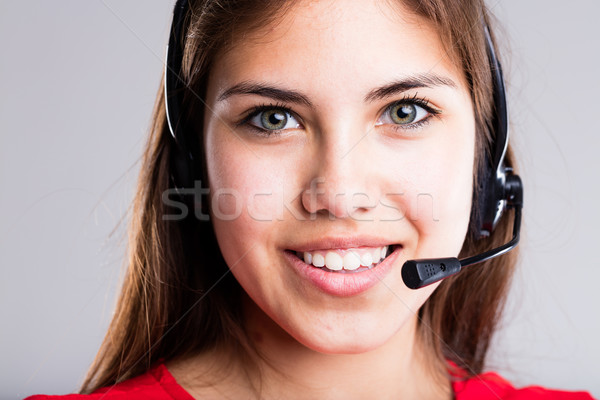 contact us says this beautiful call center girl Stock photo © Giulio_Fornasar