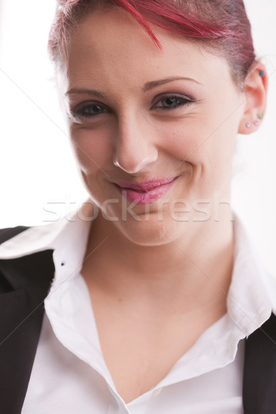 beautiful redhaired office girl worker smiling Stock photo © Giulio_Fornasar