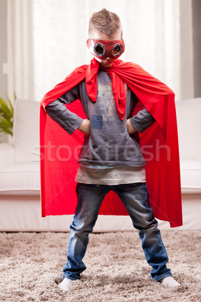 red cloak  kid livingroom superhero Stock photo © Giulio_Fornasar