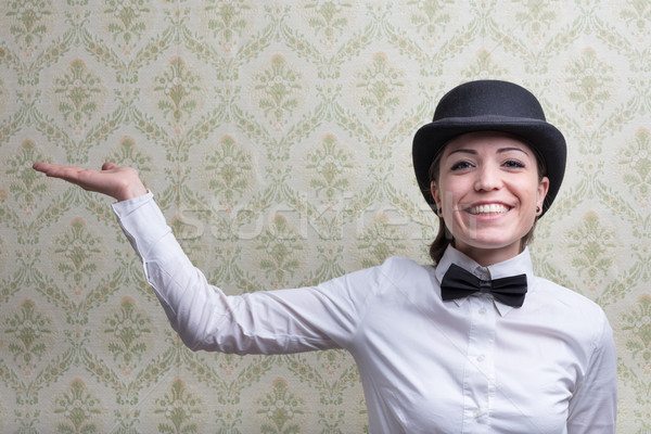 vintage presenter showing some copyspace Stock photo © Giulio_Fornasar